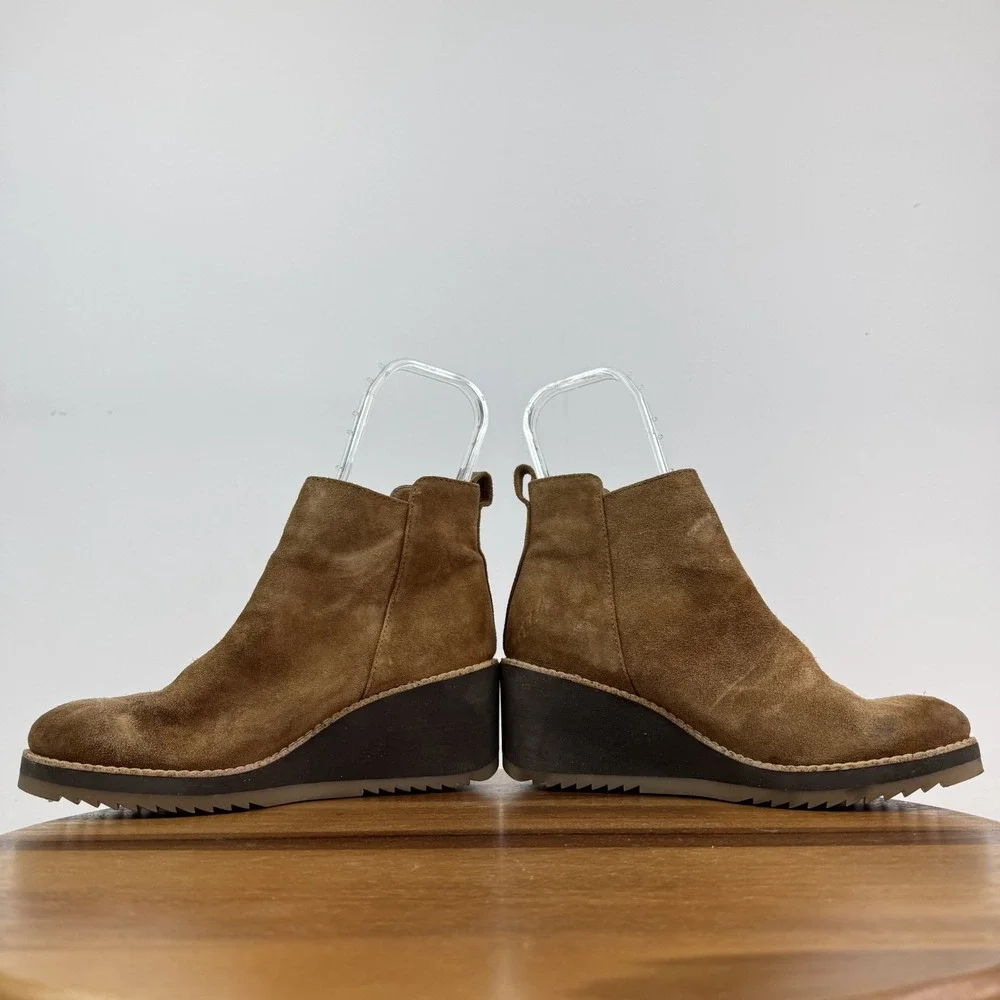 Womens Sofft Emeline Waterproof Brown Leather Wedge Ankle Booties Size 8‎ M GUC